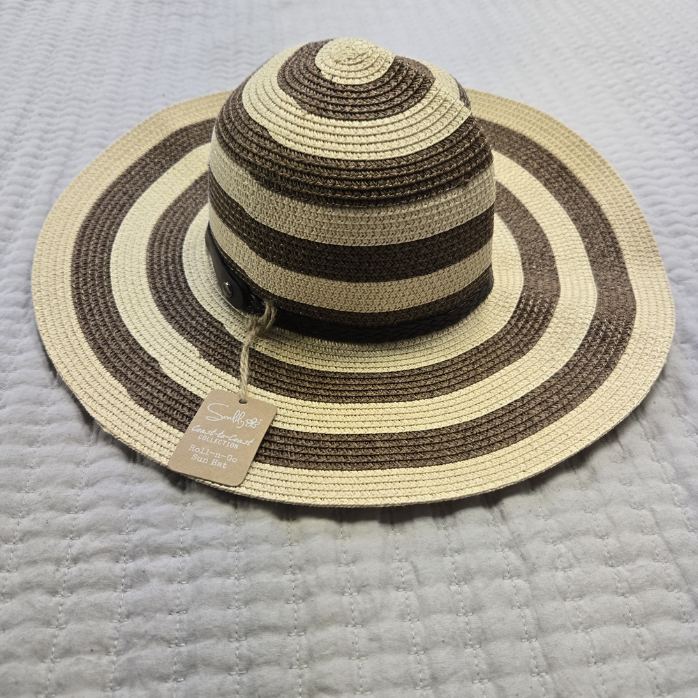Striped Brown and Cream Sun Hat